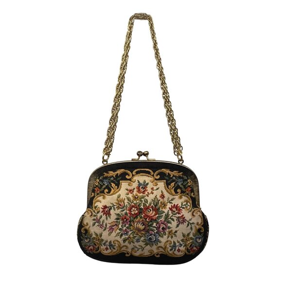Walborg Women’s Multicolor Floral Needlepoint With Chain Strap Evening Bag - Picture 1 of 8